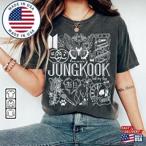 Jung Kook Bts Kpop Doodle Art Shirt  Tee Graphic Tattoo Album Lyric  Classic